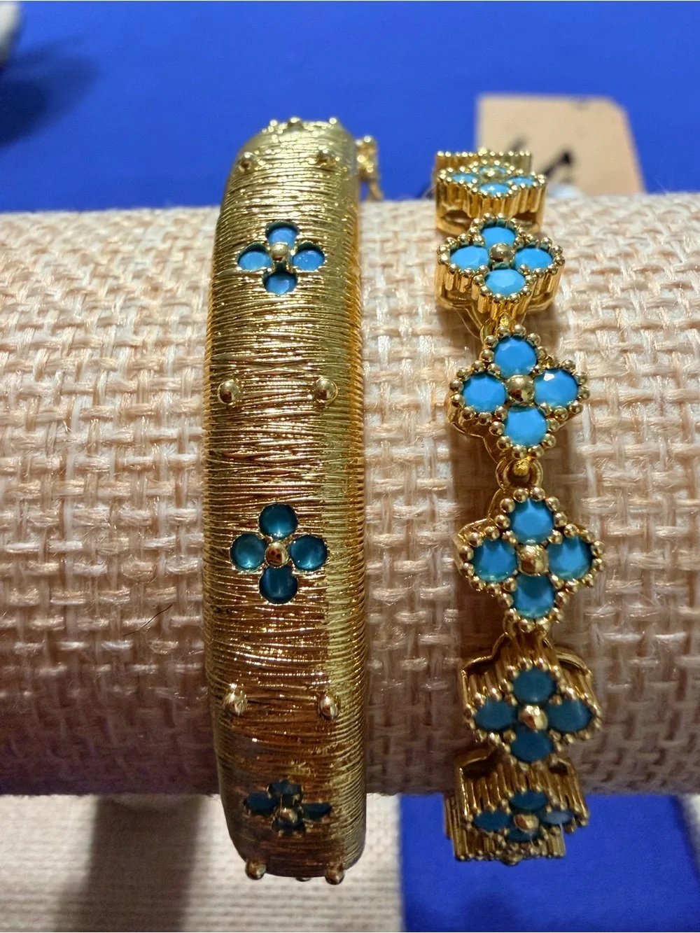 Turquoise Starfish Charm Gold Necklace and Bracelet Set